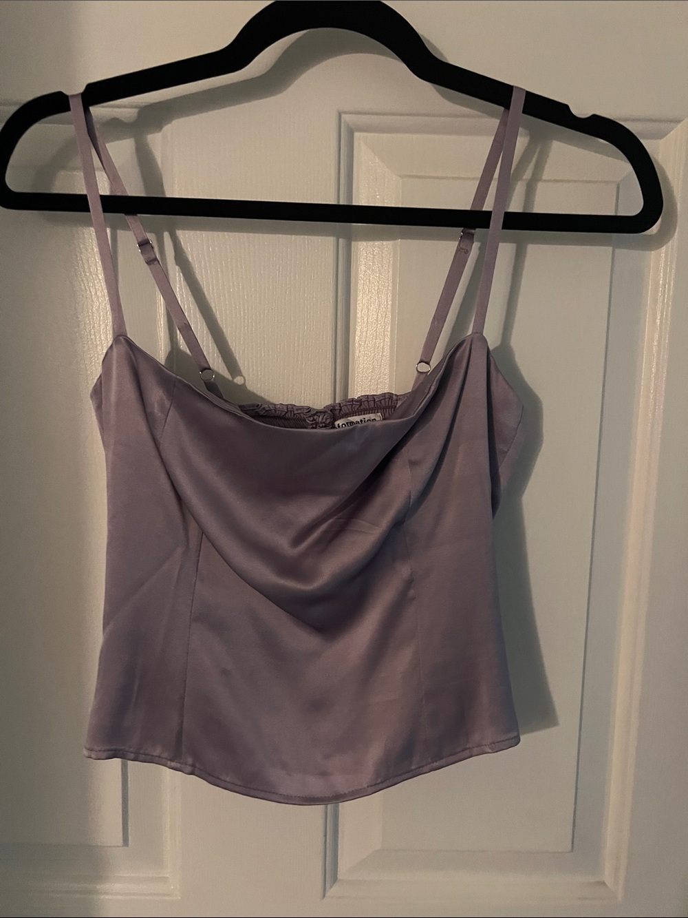 Reformation Lilac Satin Cowl Camisole